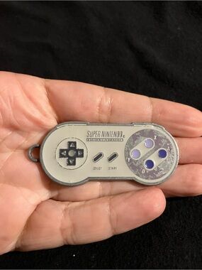 Nintendo Super Nintendo Controller Keychain Charm in Gray and Purple